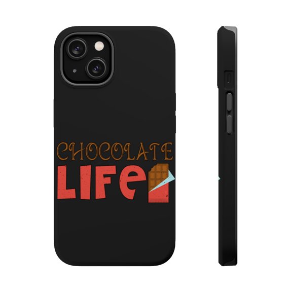 DistinctInk Tough Case for Apple iPhone 15 (6.1" Screen), Compatible with MagSafe Charging - Chocolate Life