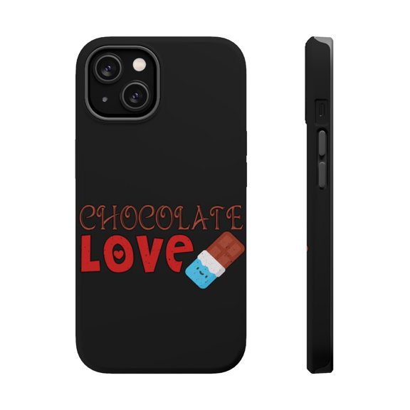 DistinctInk Tough Case for Apple iPhone 15 (6.1" Screen), Compatible with MagSafe Charging - Chocolate Love