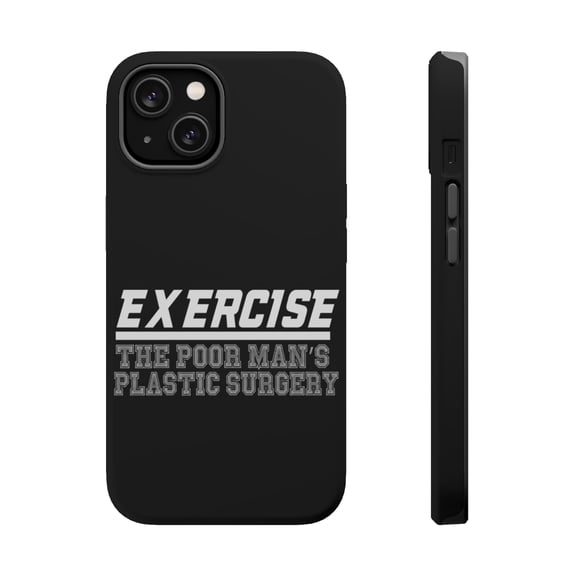 DistinctInk MagSafe Tough Case for Apple iPhone 15 (6.1" Screen) - Exercise The Poor Man's Plastic Surgery - Tempered Glass Back