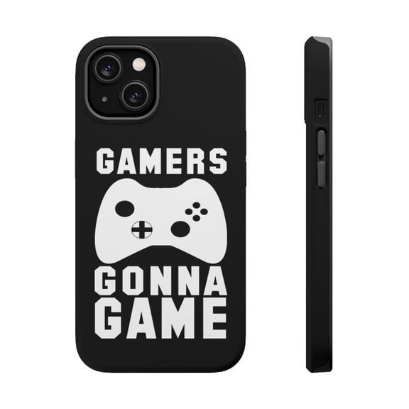 DistinctInk Tough Case for Apple iPhone 15 (6.1" Screen), Compatible with MagSafe Charging - Gamers Gonna Game - Video Games
