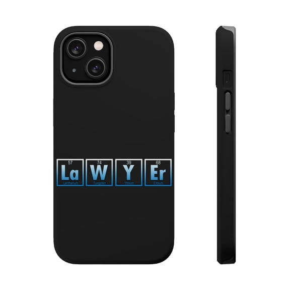DistinctInk Tough Case for Apple iPhone 15 (6.1" Screen), Compatible with MagSafe Charging - Lawyer Elements Periodic Table