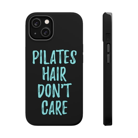 DistinctInk Tough Case for Apple iPhone 15 (6.1" Screen), Compatible with MagSafe Charging - Pilates Hair Don't Care