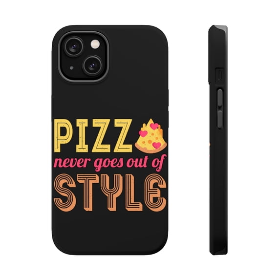 DistinctInk Tough Case for Apple iPhone 15 (6.1" Screen), Compatible with MagSafe Charging - Pizza Never Goes Out Of Style