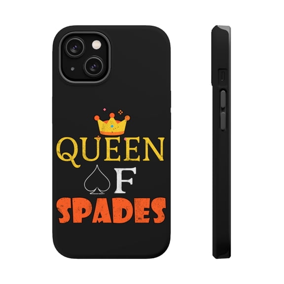 DistinctInk MagSafe Tough Case for Apple iPhone 15 (6.1" Screen) - Queen Of Spades - Wireless Charging Compatible