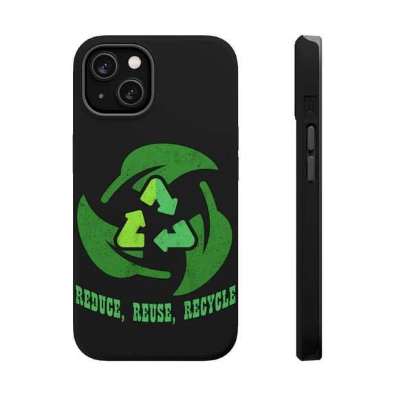 DistinctInk Tough Case for Apple iPhone 15 (6.1" Screen), Compatible with MagSafe Charging - Reduce Reuse Recycle