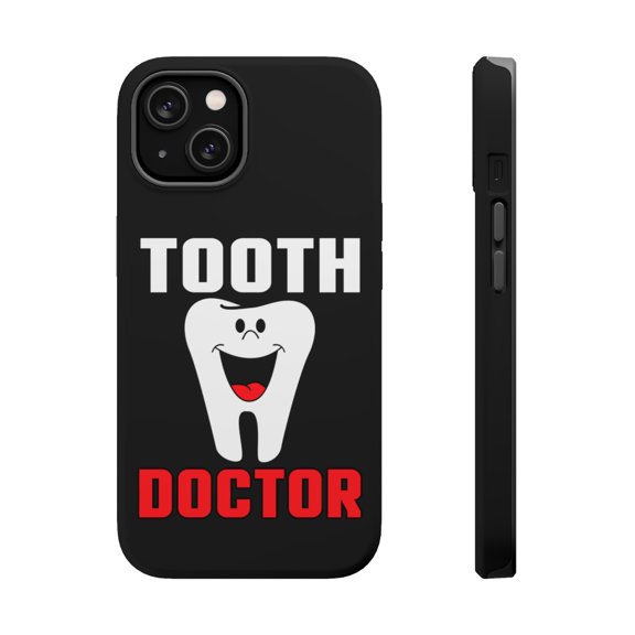 DistinctInk Tough Case for Apple iPhone 15 (6.1" Screen), Compatible with MagSafe Charging - Tooth Doctor Dentist