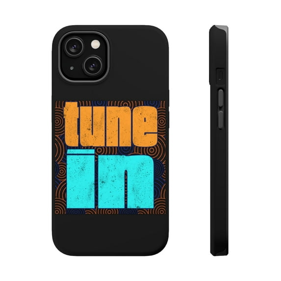 DistinctInk MagSafe Tough Case for Apple iPhone 15 (6.1" Screen) - Tune In - Raised Bezel Screen Guard