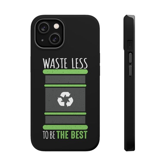DistinctInk MagSafe Tough Case for Apple iPhone 15 (6.1" Screen) - Waste Less Be Best - Wireless Charging Compatible