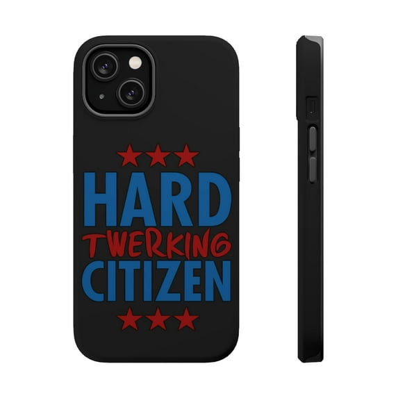 DistinctInk Tough Case for Apple iPhone 15 PLUS (6.7" Screen), Compatible with MagSafe Charging - Hard Twerking Citizen