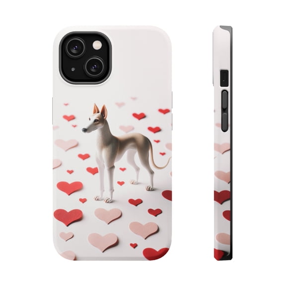 DistinctInk MagSafe Tough Case for Apple iPhone 15 Plus (6.7" Screen) - Valentine's Day Azawakh - Wireless Charging Compatible