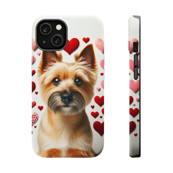 DistinctInk MagSafe Tough Case for Apple iPhone 15 Plus (6.7" Screen) - Valentine's Day Norwich Terrier - Slim Profile Design