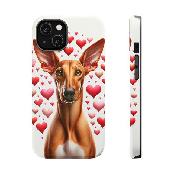 DistinctInk MagSafe Tough Case for Apple iPhone 15 Plus (6.7" Screen) - Valentine's Day Pharaoh Hound - Wireless Charging Compatible