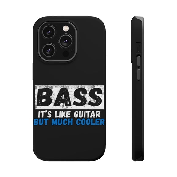 DistinctInk Tough Case for Apple iPhone 15 PRO (6.1" Screen), Compatible with MagSafe Charging - Bass - It's Like Guitar But Much Cooler