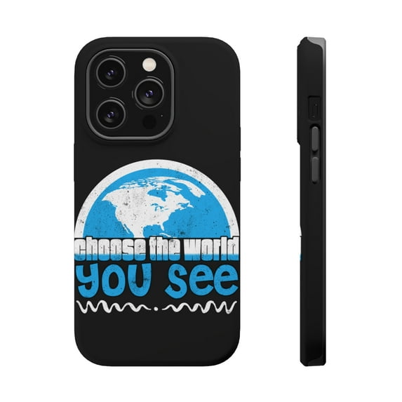 DistinctInk MagSafe Tough Case for Apple iPhone 15 Pro (6.1" Screen) - Choose The World You See - Raised Bezel Screen Guard