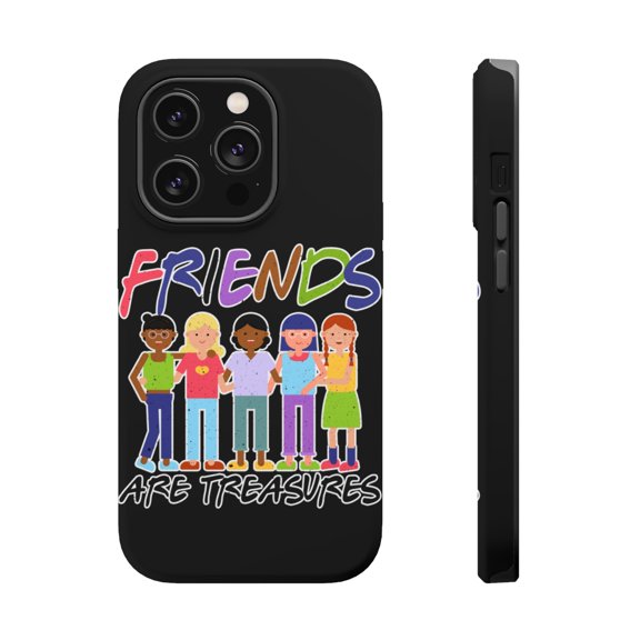 DistinctInk MagSafe Tough Case for Apple iPhone 15 Pro (6.1" Screen) - Friends Are Treasures - Shockproof Protection