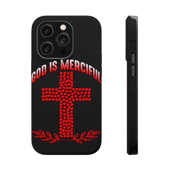 DistinctInk MagSafe Tough Case for Apple iPhone 15 Pro (6.1" Screen) - God Is Merciful - Raised Bezel Screen Guard