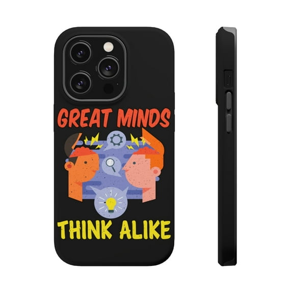 DistinctInk MagSafe Tough Case for Apple iPhone 15 Pro (6.1" Screen) - Great Minds Think Alike - Tempered Glass Back