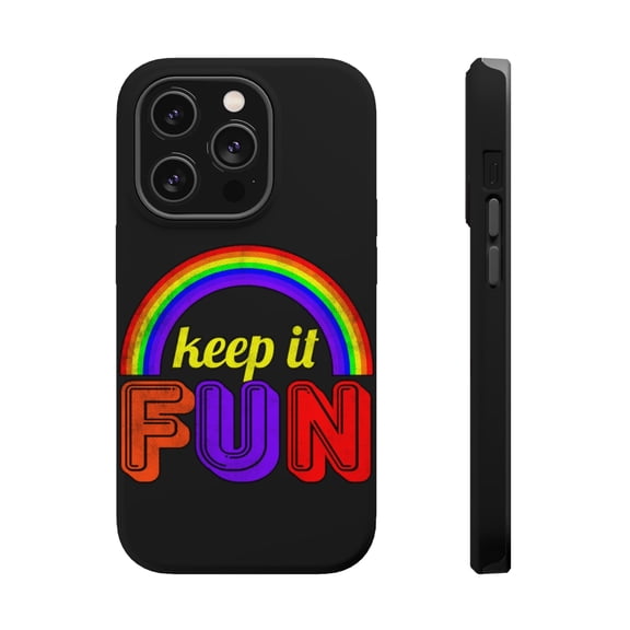 DistinctInk MagSafe Tough Case for Apple iPhone 15 Pro (6.1" Screen) - Rainbow - Raised Bezel Screen Guard