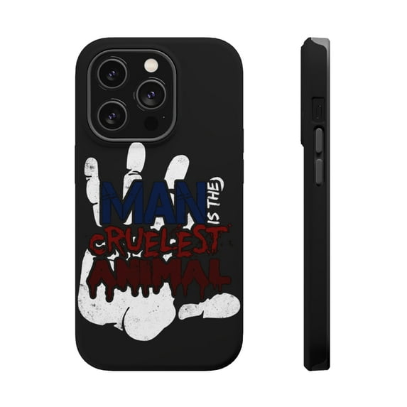 DistinctInk MagSafe Tough Case for Apple iPhone 15 Pro (6.1" Screen) - Man Cruelest Animal - Slim Profile Design