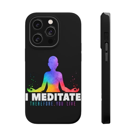 DistinctInk MagSafe Tough Case for Apple iPhone 15 Pro (6.1" Screen) - Meditate You Live - Lightweight Grip