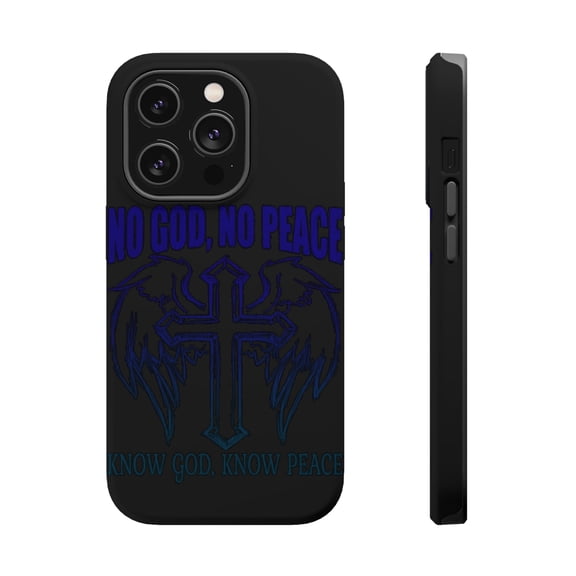 DistinctInk MagSafe Tough Case for Apple iPhone 15 Pro (6.1" Screen) - No God No Peace Know God Know Peace - Shockproof Protection