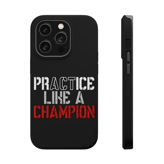 DistinctInk Tough Case for Apple iPhone 15 PRO (6.1" Screen), Compatible with MagSafe Charging - Practice Like a Champion