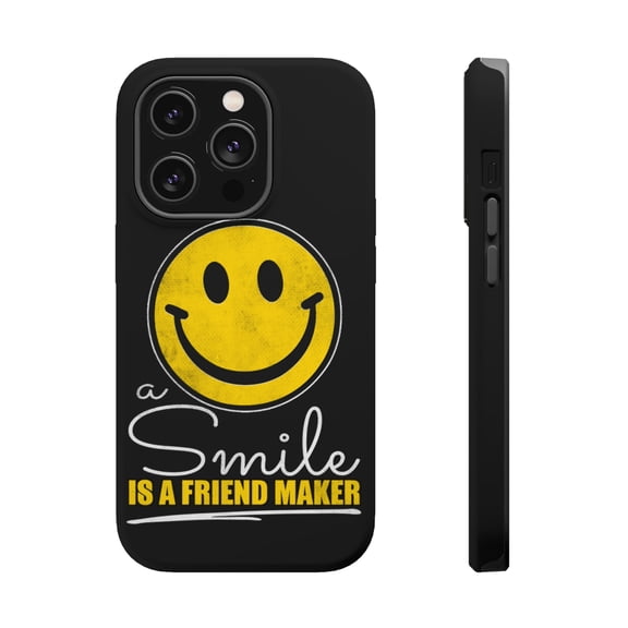 DistinctInk MagSafe Tough Case for Apple iPhone 15 Pro (6.1" Screen) - Smile Friendship Maker - Shockproof Protection