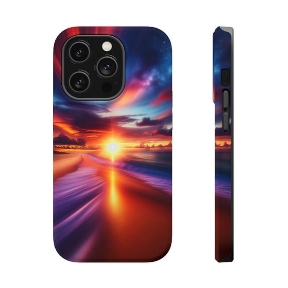 DistinctInk MagSafe Tough Case for Apple iPhone 15 Pro (6.1" Screen) - Tranquil Dusk: A Captured Movement - Raised Bezel Screen Guard