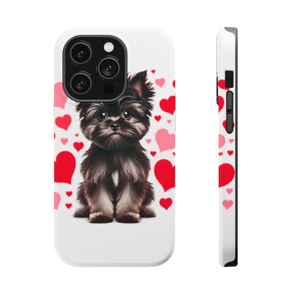 DistinctInk MagSafe Tough Case for Apple iPhone 15 Pro (6.1" Screen) - Valentine's Day Affenpinscher - Lightweight Grip