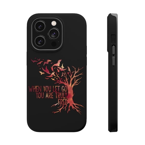 DistinctInk MagSafe Tough Case for Apple iPhone 15 Pro (6.1" Screen) - When Let Go Truly Free - Tempered Glass Back