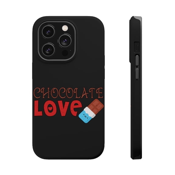 DistinctInk MagSafe Tough Case for Apple iPhone 15 Pro Max (6.7" Screen) - Chocolate Love - Raised Bezel Screen Guard