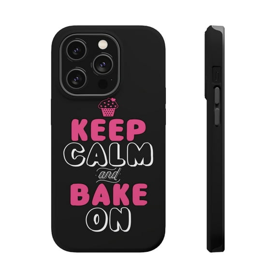 DistinctInk Tough Case for Apple iPhone 15 Pro MAX (6.7" Screen), Compatible with MagSafe Charging - Keep Calm and Bake On
