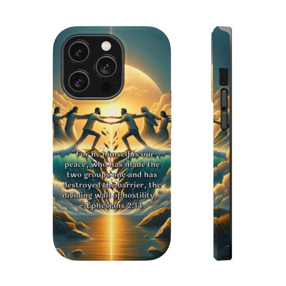 DistinctInk MagSafe Tough Case for Apple iPhone 15 Pro Max (6.7" Screen) - The Unifying Power of Christ: Ephesians 2:14 - Slim Profile Design