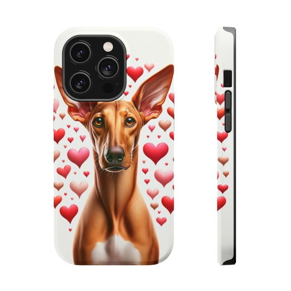 DistinctInk MagSafe Tough Case for Apple iPhone 15 Pro Max (6.7" Screen) - Valentine's Day Pharaoh Hound - Shockproof Protection