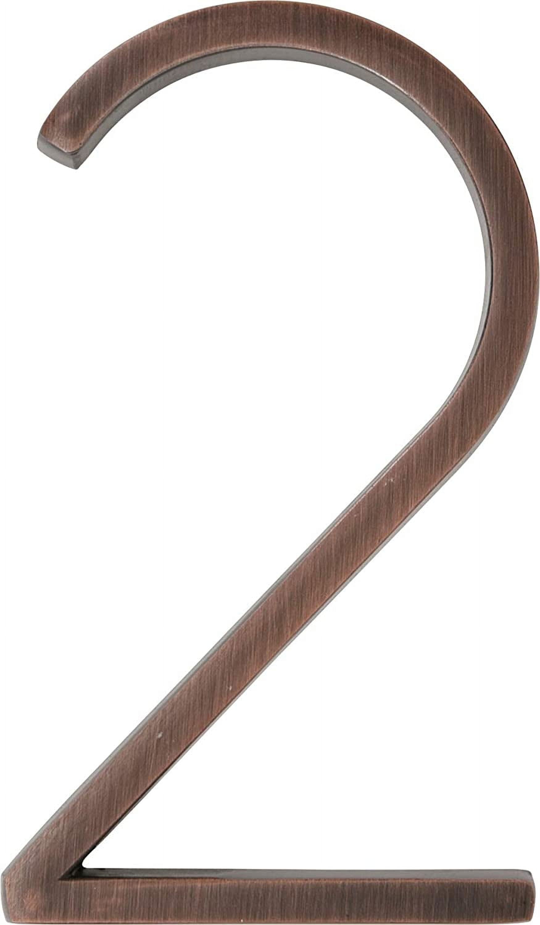 Bronze Metal Floating House Number 2, 5-Inch