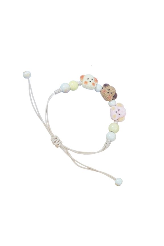 Distinctive Ceramic Dog Bracelet Handwoven String Bracelet Fashion Wrist Jewelry for Cartoon Style and Gift Giving