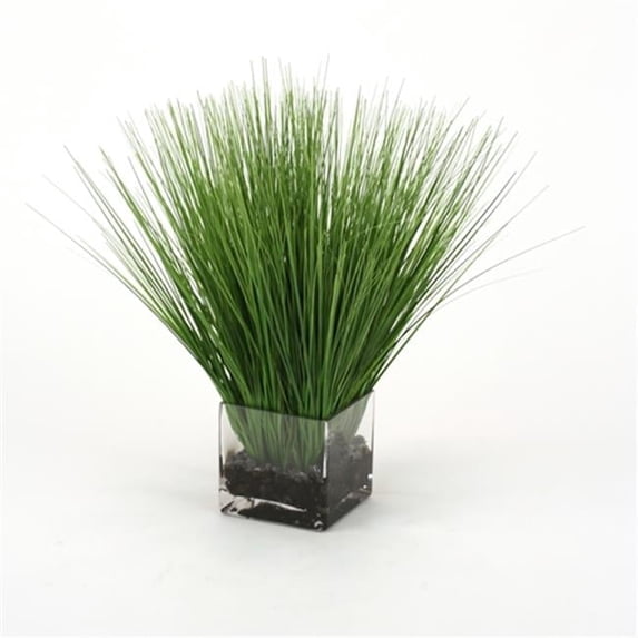 Distinctive Designs 16181 Waterlook Faux Green Grass in a Square Glass Vase