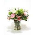 thumbnail image 1 of Distinctive Designs 17031A Waterlook R Pink Peonies, Cream Ranunculas & Green Hydrangea in Clear Glass Vase, Mixed, 1 of 1