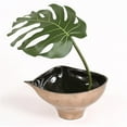 thumbnail image 1 of Distinctive Designs 2703 Single Silk Philodendron Leaf with Black Rocks in Bronze Finish Leaf Bowl, 1 of 6