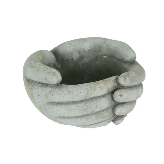 Distinctive Designs 7 inch Helping Hands Concrete Plant Pot Planter / Candle Holder