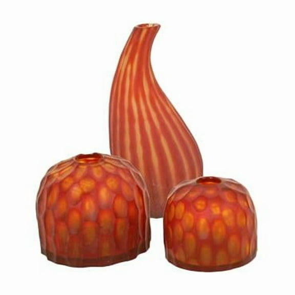 Distinctive Designs GL-P8082 Decor Art Red Glass Vases - Set of 3