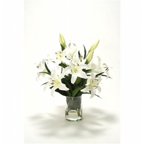 Distinctive Designs International 15963 Casablanca Lilies In Glass Cylinder Vase