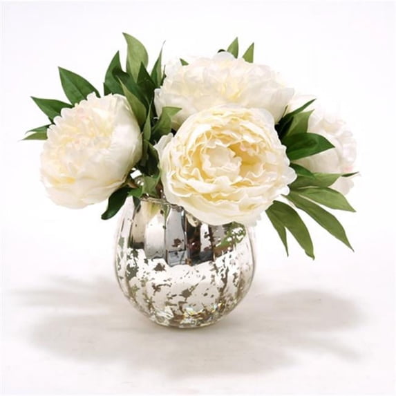 Distinctive Designs International 16226 Waterlook White Peonies In Mercury Glass