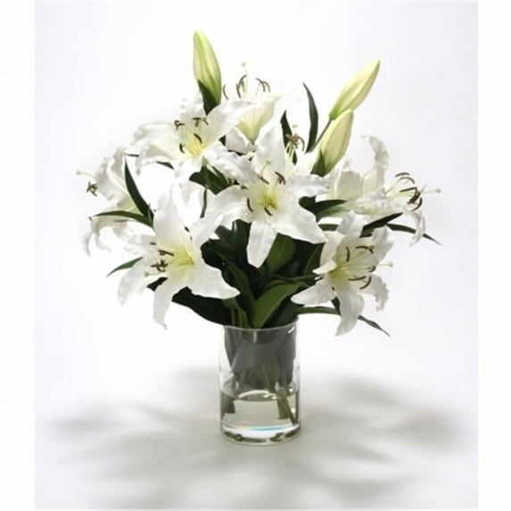 Distinctive Designs International 16902 White Casablanca Lilies In A Round Glass Cylinder