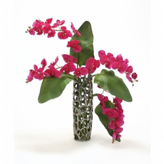 Distinctive Designs International 9871 Calla Leaf- Violet Orchid with Honeycomb in Open Weave Vase