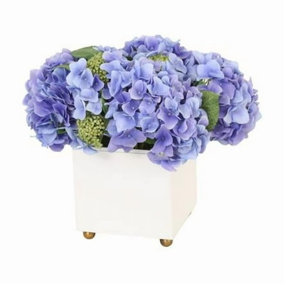 Distinctive Designs 30047 Lavender Blue Hydrangeas White Planter