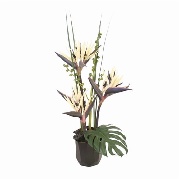Distinctive Designs 30042 Luxury Artificial Decor Black Birds of Paradise in Black Ceramic Planter