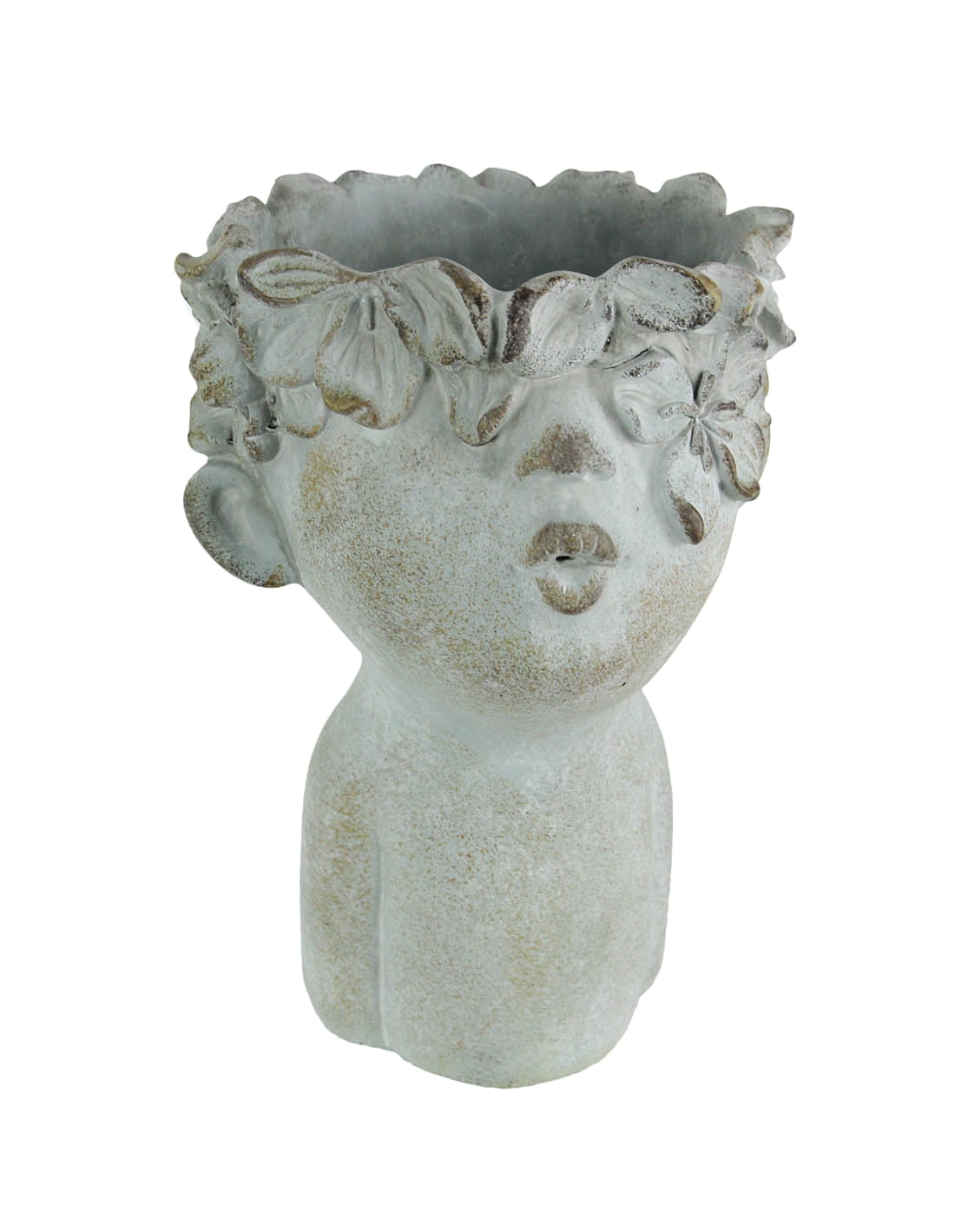 Distinctive Designs Pucker Up Kissing Face Grey Concrete Head Planter 10 inches High