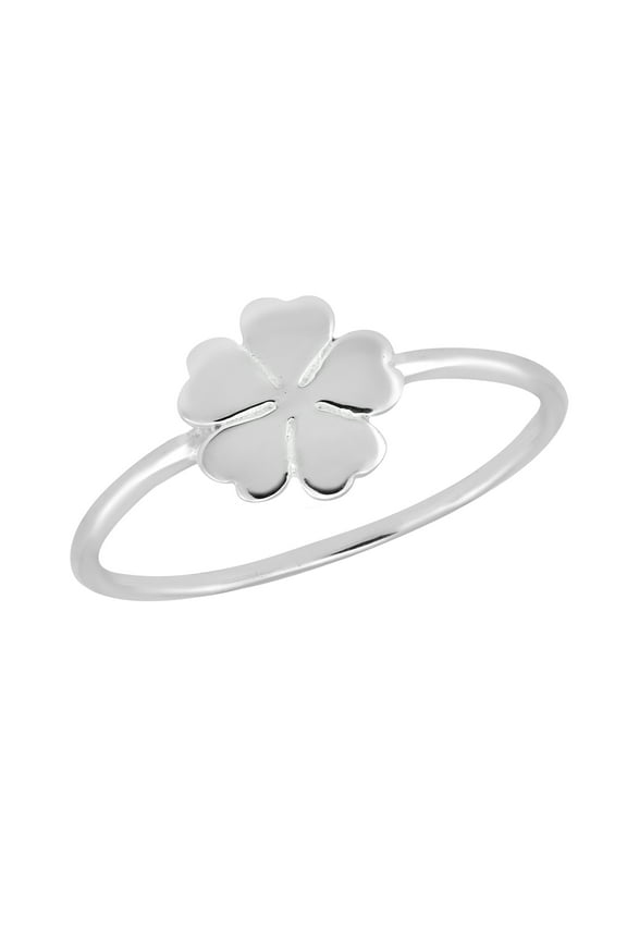 Distinctive Five Leaf Clover Sterling Silver Band Ring-9