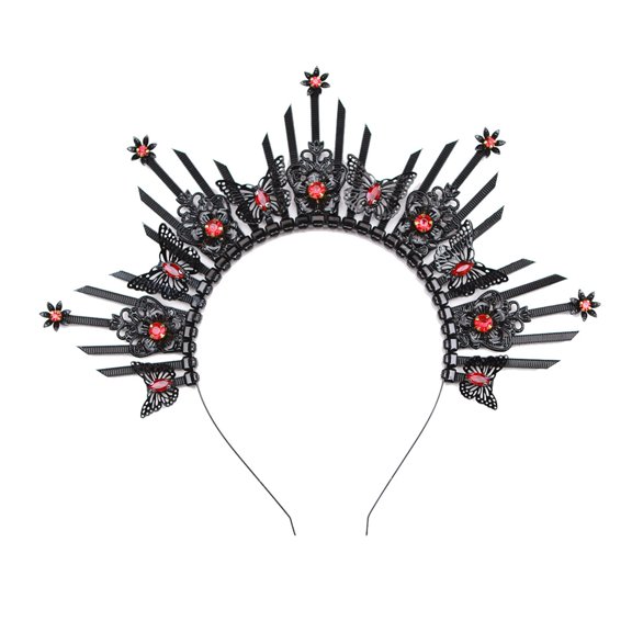Distinctive Gothic Crowns Hairband Elegant Gothic Crowns Headpiece with Butterfly Accessory For Weddings And Event